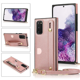 Wrist Strap PU+TPU Shockproof Protective Case with Crossbody Lanyard & Holder & Card Slot