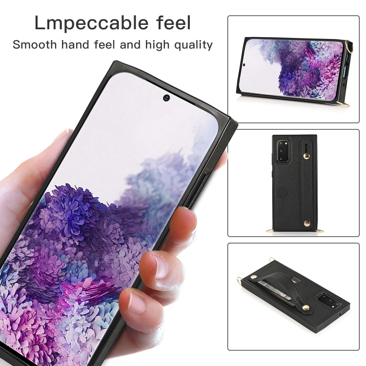 Wrist Strap PU+TPU Shockproof Protective Case with Crossbody Lanyard & Holder & Card Slot