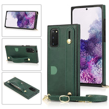 Load image into Gallery viewer, Wrist Strap PU+TPU Shockproof Protective Case with Crossbody Lanyard &amp; Holder &amp; Card Slot
