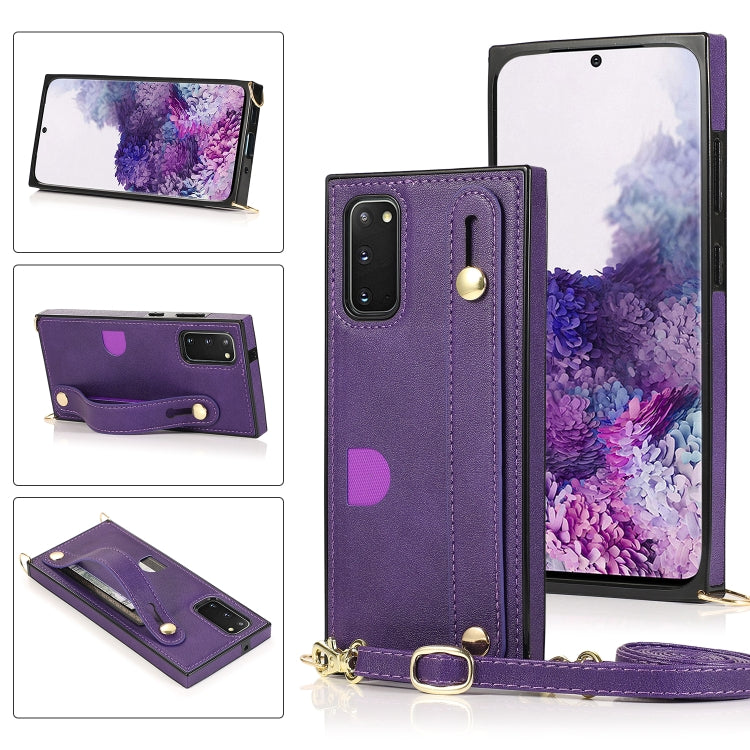 Wrist Strap PU+TPU Shockproof Protective Case with Crossbody Lanyard & Holder & Card Slot