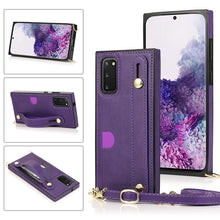Load image into Gallery viewer, Wrist Strap PU+TPU Shockproof Protective Case with Crossbody Lanyard &amp; Holder &amp; Card Slot
