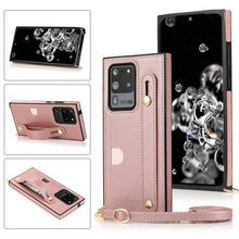 Load image into Gallery viewer, Wrist Strap PU+TPU Shockproof Protective Case with Crossbody Lanyard &amp; Holder &amp; Card Slot