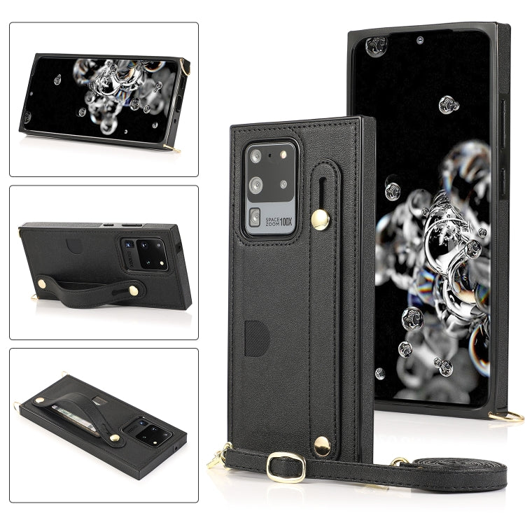 Wrist Strap PU+TPU Shockproof Protective Case with Crossbody Lanyard & Holder & Card Slot