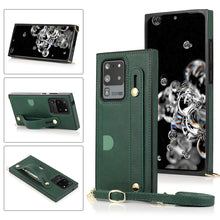 Load image into Gallery viewer, Wrist Strap PU+TPU Shockproof Protective Case with Crossbody Lanyard &amp; Holder &amp; Card Slot