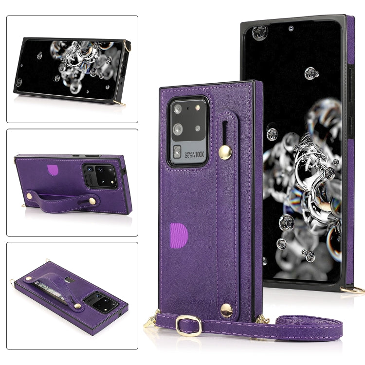 Wrist Strap PU+TPU Shockproof Protective Case with Crossbody Lanyard & Holder & Card Slot