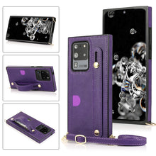 Load image into Gallery viewer, Wrist Strap PU+TPU Shockproof Protective Case with Crossbody Lanyard &amp; Holder &amp; Card Slot