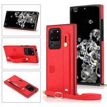 Load image into Gallery viewer, Wrist Strap PU+TPU Shockproof Protective Case with Crossbody Lanyard &amp; Holder &amp; Card Slot