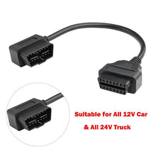 Load image into Gallery viewer, 16 Pin Male to OBD2 Female Elbow Connection Cable OBD2 Extension Adapter, 16 Pin Male to OBD2 Female