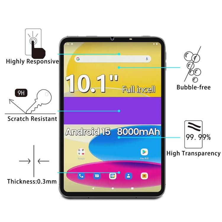 2pcs 9H 0.3mm Explosion-proof Tempered Glass Film, For DATEOY HK Pad Pro 10 10.1 inch