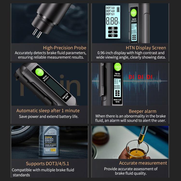 YM-C03 Digital Display Car Brake Fluid Tester Brake Fluid Water Content Tester, YM-C03