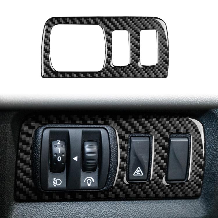 Carbon Fiber Car Headlight Button Frame Decorative Sticker for Renault Fluence 2009-2017 / Megane 2008-2016, Left and Right Driver, Headlight Button Frame