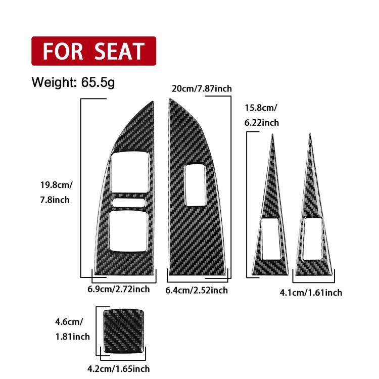 5pcs/Set Carbon Fiber Car Lifting Panel Decorative Sticker for SEAT Leon 2005-2012, Lifting Panel, Left Driver, Lifting Panel, Right Driver
