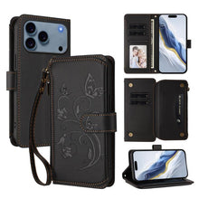 Load image into Gallery viewer, Butterfly Love Flower Multi-card Zipper Wallet Leather Phone Case, For iPhone 18 Pro / 17 Pro, For iPhone 18 Pro Max / 17 Pro Max, For iPhone 17e / 16e, For iPhone 17, For iPhone Air, For iPhone 16 Pro Max