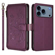 Load image into Gallery viewer, Butterfly Love Flower Multi-card Zipper Wallet Leather Phone Case, For iPhone 18 Pro / 17 Pro, For iPhone 18 Pro Max / 17 Pro Max, For iPhone 17e / 16e, For iPhone 17, For iPhone Air, For iPhone 16 Pro Max