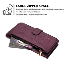 Load image into Gallery viewer, Butterfly Love Flower Multi-card Zipper Wallet Leather Phone Case, For iPhone 18 Pro / 17 Pro, For iPhone 18 Pro Max / 17 Pro Max, For iPhone 17e / 16e, For iPhone 17, For iPhone Air, For iPhone 16 Pro Max