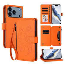 Load image into Gallery viewer, Butterfly Love Flower Multi-card Zipper Wallet Leather Phone Case, For iPhone 18 Pro / 17 Pro, For iPhone 18 Pro Max / 17 Pro Max, For iPhone 17e / 16e, For iPhone 17, For iPhone Air, For iPhone 16 Pro Max