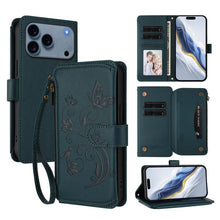 Load image into Gallery viewer, Butterfly Love Flower Multi-card Zipper Wallet Leather Phone Case, For iPhone 18 Pro / 17 Pro, For iPhone 18 Pro Max / 17 Pro Max, For iPhone 17e / 16e, For iPhone 17, For iPhone Air, For iPhone 16 Pro Max