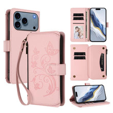 Load image into Gallery viewer, Butterfly Love Flower Multi-card Zipper Wallet Leather Phone Case, For iPhone 18 Pro / 17 Pro, For iPhone 18 Pro Max / 17 Pro Max, For iPhone 17e / 16e, For iPhone 17, For iPhone Air, For iPhone 16 Pro Max