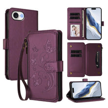 Load image into Gallery viewer, Butterfly Love Flower Multi-card Zipper Wallet Leather Phone Case, For iPhone 18 Pro / 17 Pro, For iPhone 18 Pro Max / 17 Pro Max, For iPhone 17e / 16e, For iPhone 17, For iPhone Air, For iPhone 16 Pro Max