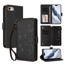 Load image into Gallery viewer, Butterfly Love Flower Multi-card Zipper Wallet Leather Phone Case, For iPhone 15, For iPhone 14 Plus, For iPhone 14 / 13, For iPhone 14 Pro, For iPhone 14 Pro Max, For iPhone 7 / 8 / SE 2022