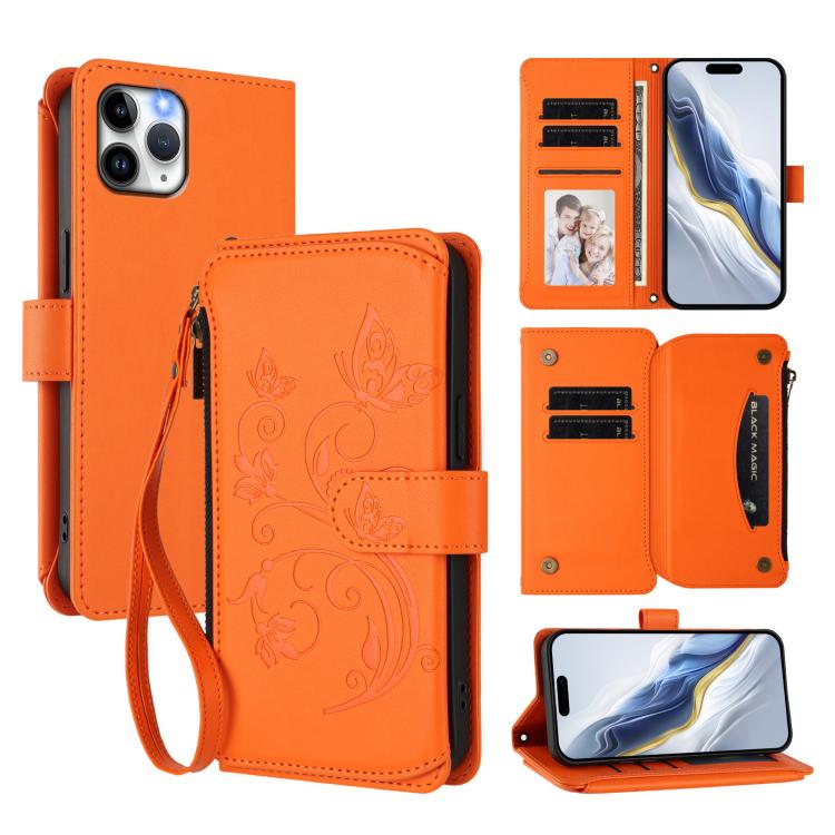 Butterfly Love Flower Multi-card Zipper Wallet Leather Phone Case, For iPhone 11 Pro Max, For iPhone 11, For iPhone 11 Pro, For iPhone X / XS, For iPhone XR, For iPhone XS Max