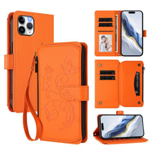 Load image into Gallery viewer, Butterfly Love Flower Multi-card Zipper Wallet Leather Phone Case, For iPhone 11 Pro Max, For iPhone 11, For iPhone 11 Pro, For iPhone X / XS, For iPhone XR, For iPhone XS Max