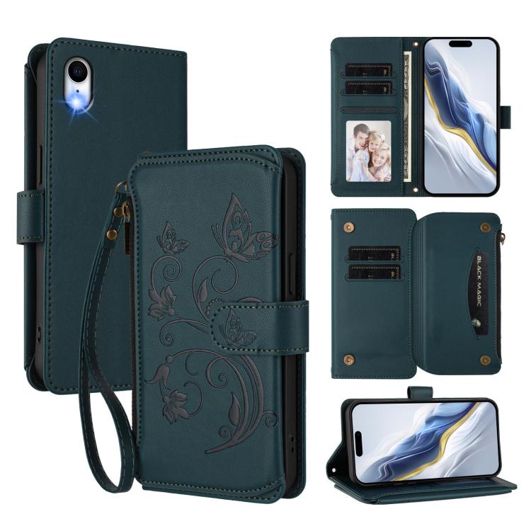 Butterfly Love Flower Multi-card Zipper Wallet Leather Phone Case, For iPhone 11 Pro Max, For iPhone 11, For iPhone 11 Pro, For iPhone X / XS, For iPhone XR, For iPhone XS Max