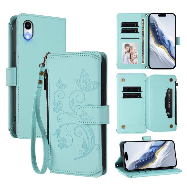 Butterfly Love Flower Multi-card Zipper Wallet Leather Phone Case, For iPhone 11 Pro Max, For iPhone 11, For iPhone 11 Pro, For iPhone X / XS, For iPhone XR, For iPhone XS Max