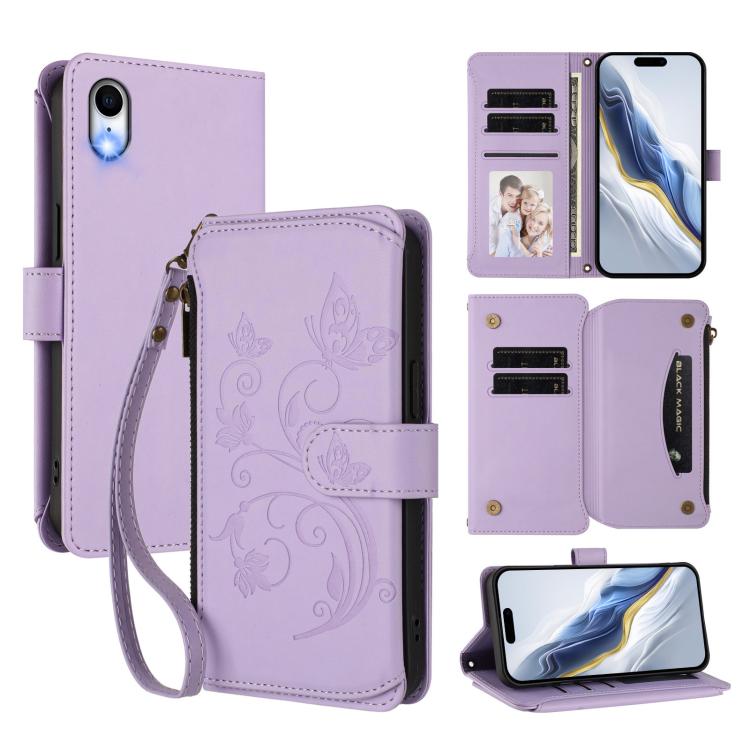 Butterfly Love Flower Multi-card Zipper Wallet Leather Phone Case, For iPhone 11 Pro Max, For iPhone 11, For iPhone 11 Pro, For iPhone X / XS, For iPhone XR, For iPhone XS Max
