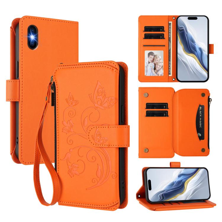 Butterfly Love Flower Multi-card Zipper Wallet Leather Phone Case, For iPhone 11 Pro Max, For iPhone 11, For iPhone 11 Pro, For iPhone X / XS, For iPhone XR, For iPhone XS Max