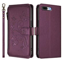 Load image into Gallery viewer, Butterfly Love Flower Multi-card Zipper Wallet Leather Phone Case, For iPhone 7 Plus / 8 Plus