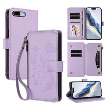 Load image into Gallery viewer, Butterfly Love Flower Multi-card Zipper Wallet Leather Phone Case, For iPhone 7 Plus / 8 Plus