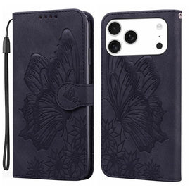 Retro Skin Feel Butterflies Embossing Horizontal Flip Leather Phone Case, For iPhone 18 Pro / 17 Pro, For iPhone 18 Pro Max / 17 Pro Max, For iPhone 17, For iPhone 17 Air