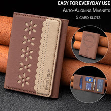 Load image into Gallery viewer, BFK25 BINFEN Color Flowers Magsafe Magnetic Leather Card Bag