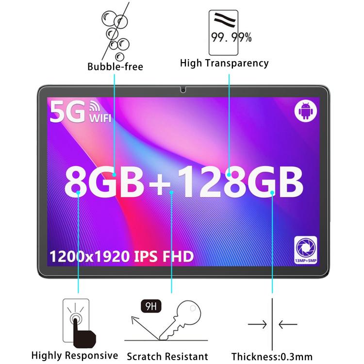 2pcs 9H 0.3mm Explosion-proof Tempered Glass Film, For Jumper EZpad M10SE-8128 10.1