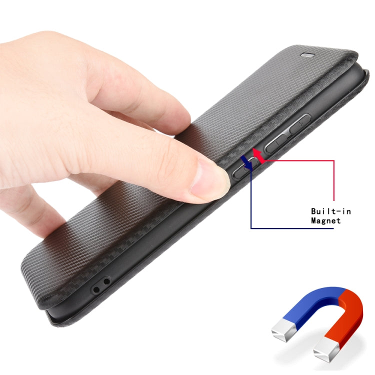 Carbon Fiber Texture Magnetic Horizontal Flip TPU + PC + PU Leather Case with Card Slot, For Galaxy M51 (Side Fingerprint), For DOOGEE N20 Pro