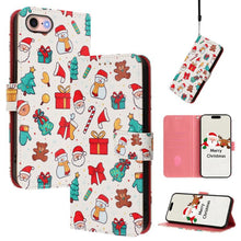 Load image into Gallery viewer, Christmas Series Buckle Leather Phone Case with Hand Strap, For iPhone 14 Pro Max, For iPhone SE 2022 / SE 2020 / 8 / 7, For iPhone 13 Pro Max, For iPhone 13 Pro, For iPhone 13 mini, For iPhone 12 Pro / 12, For iPhone 12 Pro Max, For iPhone 12 mini