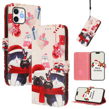 Load image into Gallery viewer, Christmas Series Buckle Leather Phone Case with Hand Strap, For iPhone 14 Pro Max, For iPhone SE 2022 / SE 2020 / 8 / 7, For iPhone 13 Pro Max, For iPhone 13 Pro, For iPhone 13 mini, For iPhone 12 Pro / 12, For iPhone 12 Pro Max, For iPhone 12 mini