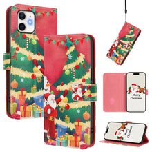 Load image into Gallery viewer, Christmas Series Buckle Leather Phone Case with Hand Strap, For iPhone 14 Pro Max, For iPhone SE 2022 / SE 2020 / 8 / 7, For iPhone 13 Pro Max, For iPhone 13 Pro, For iPhone 13 mini, For iPhone 12 Pro / 12, For iPhone 12 Pro Max, For iPhone 12 mini
