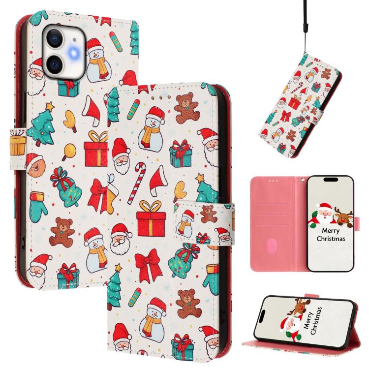 Christmas Series Buckle Leather Phone Case with Hand Strap, For iPhone 14 Pro Max, For iPhone SE 2022 / SE 2020 / 8 / 7, For iPhone 13 Pro Max, For iPhone 13 Pro, For iPhone 13 mini, For iPhone 12 Pro / 12, For iPhone 12 Pro Max, For iPhone 12 mini