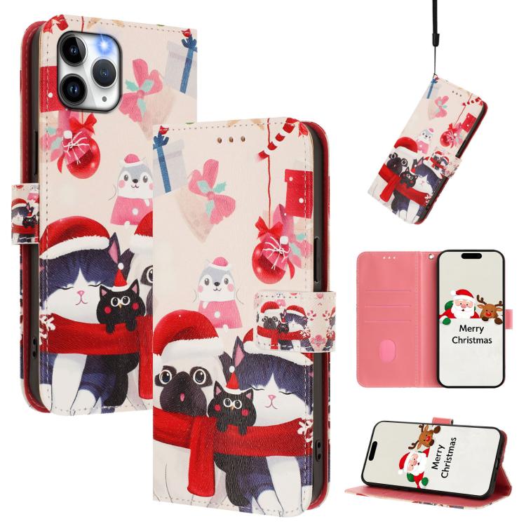 Christmas Series Buckle Leather Phone Case with Hand Strap, For iPhone 14 Pro Max, For iPhone SE 2022 / SE 2020 / 8 / 7, For iPhone 13 Pro Max, For iPhone 13 Pro, For iPhone 13 mini, For iPhone 12 Pro / 12, For iPhone 12 Pro Max, For iPhone 12 mini