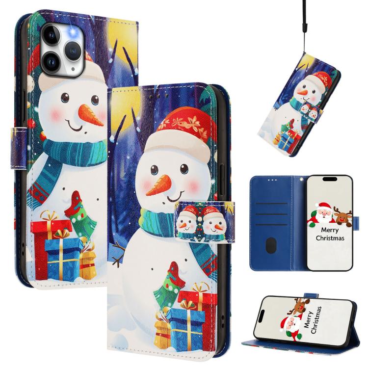 Christmas Series Buckle Leather Phone Case with Hand Strap, For iPhone 14 Pro Max, For iPhone SE 2022 / SE 2020 / 8 / 7, For iPhone 13 Pro Max, For iPhone 13 Pro, For iPhone 13 mini, For iPhone 12 Pro / 12, For iPhone 12 Pro Max, For iPhone 12 mini