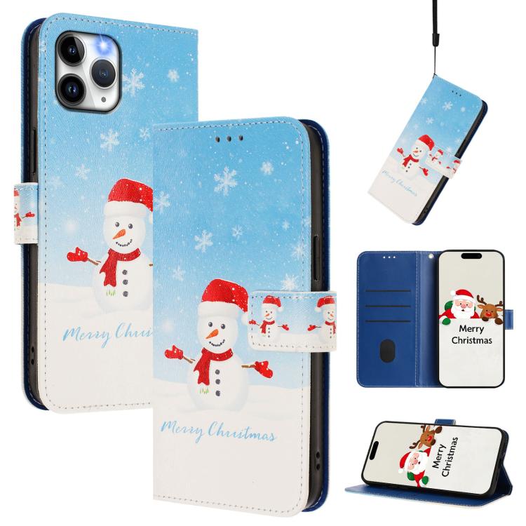Christmas Series Buckle Leather Phone Case with Hand Strap, For iPhone 14 Pro Max, For iPhone SE 2022 / SE 2020 / 8 / 7, For iPhone 13 Pro Max, For iPhone 13 Pro, For iPhone 13 mini, For iPhone 12 Pro / 12, For iPhone 12 Pro Max, For iPhone 12 mini