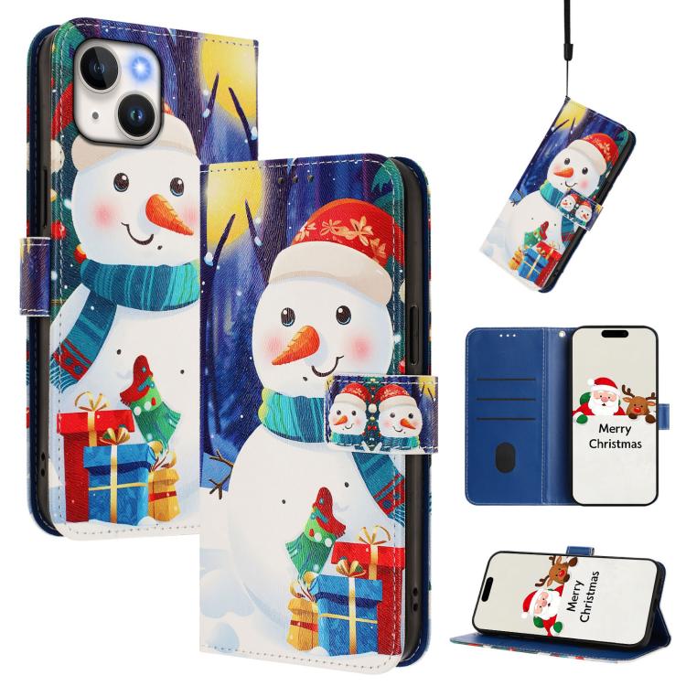 Christmas Series Buckle Leather Phone Case with Hand Strap, For iPhone 14 Pro Max, For iPhone SE 2022 / SE 2020 / 8 / 7, For iPhone 13 Pro Max, For iPhone 13 Pro, For iPhone 13 mini, For iPhone 12 Pro / 12, For iPhone 12 Pro Max, For iPhone 12 mini