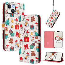 Load image into Gallery viewer, Christmas Series Buckle Leather Phone Case with Hand Strap, For iPhone 14 Pro Max, For iPhone SE 2022 / SE 2020 / 8 / 7, For iPhone 13 Pro Max, For iPhone 13 Pro, For iPhone 13 mini, For iPhone 12 Pro / 12, For iPhone 12 Pro Max, For iPhone 12 mini