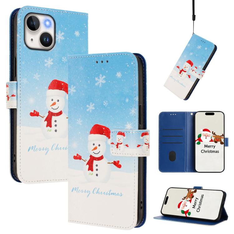 Christmas Series Buckle Leather Phone Case with Hand Strap, For iPhone 14 Pro Max, For iPhone SE 2022 / SE 2020 / 8 / 7, For iPhone 13 Pro Max, For iPhone 13 Pro, For iPhone 13 mini, For iPhone 12 Pro / 12, For iPhone 12 Pro Max, For iPhone 12 mini