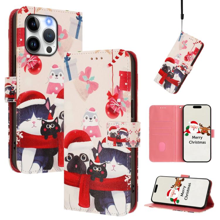 Christmas Series Buckle Leather Phone Case with Hand Strap, For iPhone 14 Pro Max, For iPhone SE 2022 / SE 2020 / 8 / 7, For iPhone 13 Pro Max, For iPhone 13 Pro, For iPhone 13 mini, For iPhone 12 Pro / 12, For iPhone 12 Pro Max, For iPhone 12 mini