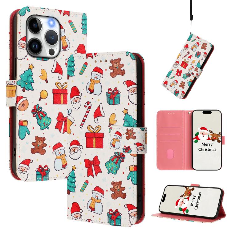 Christmas Series Buckle Leather Phone Case with Hand Strap, For iPhone 14 Pro Max, For iPhone SE 2022 / SE 2020 / 8 / 7, For iPhone 13 Pro Max, For iPhone 13 Pro, For iPhone 13 mini, For iPhone 12 Pro / 12, For iPhone 12 Pro Max, For iPhone 12 mini