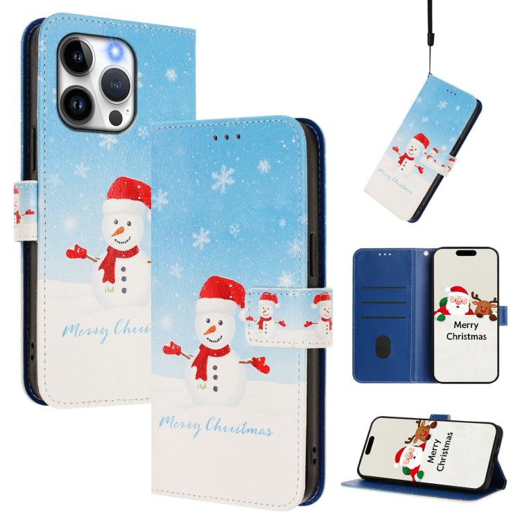 Christmas Series Buckle Leather Phone Case with Hand Strap, For iPhone 14 Pro Max, For iPhone SE 2022 / SE 2020 / 8 / 7, For iPhone 13 Pro Max, For iPhone 13 Pro, For iPhone 13 mini, For iPhone 12 Pro / 12, For iPhone 12 Pro Max, For iPhone 12 mini