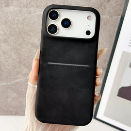 Skin Feel Sheepskin Card Slot Phone Case, For iPhone 18 Pro / 17 Pro, For iPhone 18 Pro Max / 17 Pro Max, For iPhone 17, For iPhone Air, For iPhone 16 Pro Max, For iPhone 16 Pro, For iPhone 16 Plus, For iPhone 16, For iPhone 15 Pro Max